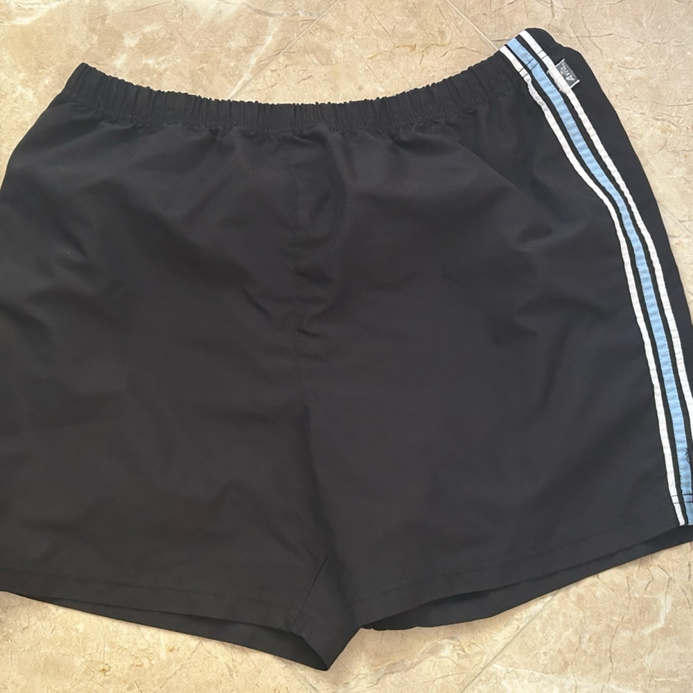 Avia Black Athletic Shorts with Blue Stripe